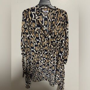 Leopard Print Blouse with Buttons